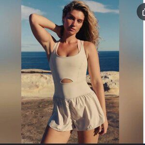 Free People Movement Righteous Runsie Women's Size S Cream Romper